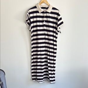 THE GREAT. Black and White Polo Midi Dress